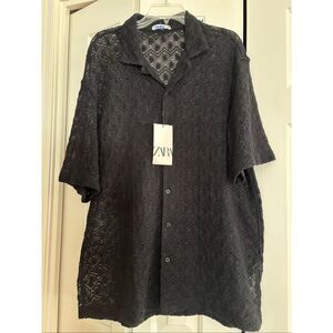 NWT Zara Men’s Open Knit Crochet Shirt